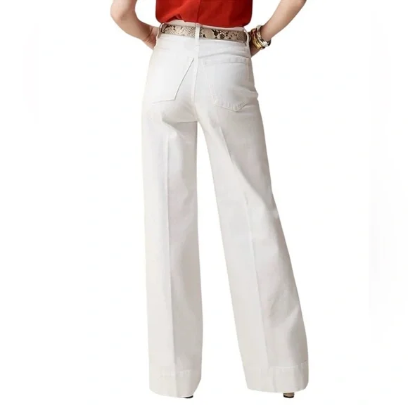 J.Crew The Tall High Rise Wide Leg Denim Trouser in White (31 Tall) - Picture 4 of 9